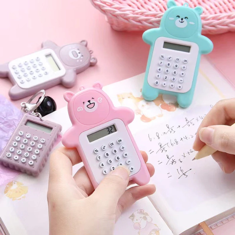 Product image KAHASIL - Kalkulator Calculator Mini Portable Motif Beruang 8 Digit Tombol Karet KMJ102 all variant COKELAT